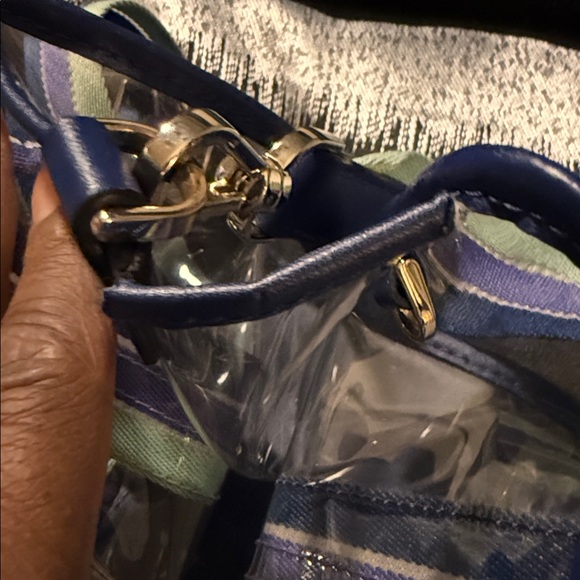 Kate Spade Transparent Tote with Navy and Mint Stripes - Picture 11 of 13